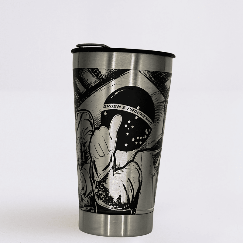 Copo Térmico Preto Patriota - Personalizado 360° a Laser + Brinde