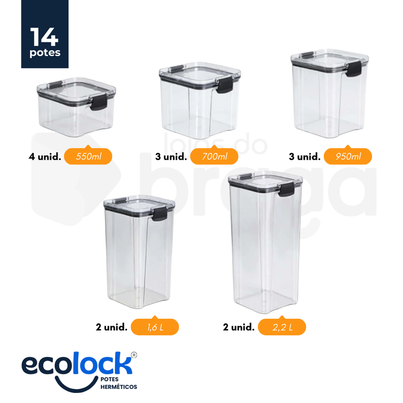 Ecolock - Kit Potes Herméticos de Vidro + (Brindes Exclusivos)